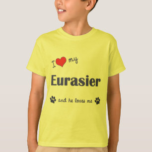 Camiseta Eu amo meu Eurasier (o cão masculino)