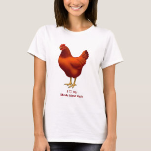 Camiseta Eu Amo Meu Farmário De Frango Vermelho Rhode Isla