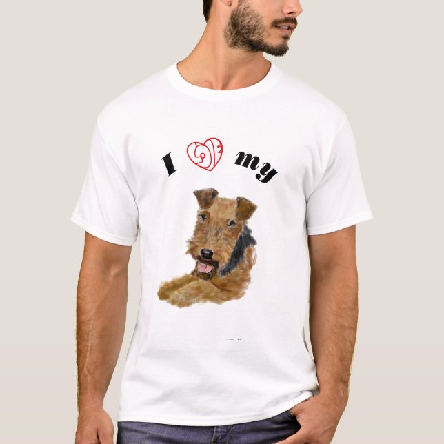 Camiseta Eu amo meu galês Terrier (Frente)