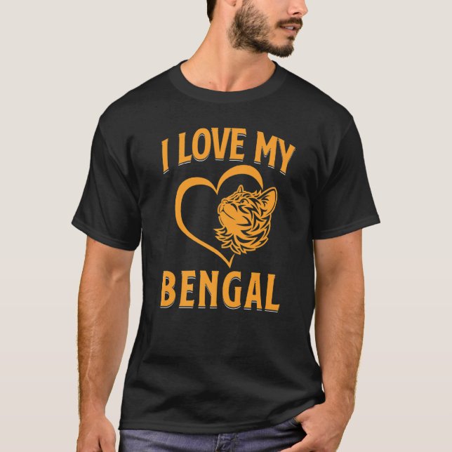 Camiseta Eu Amo Meu Gato Bengala (Frente)