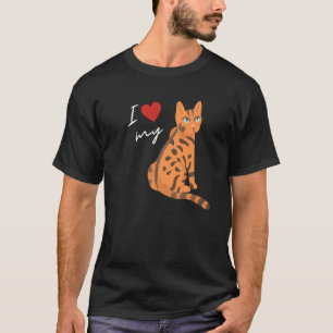 Camiseta Eu amo meu Gato Bengala para Gato