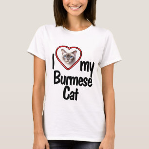 Camiseta Eu Amo Meu Gato Birmanês - Quadro Fotográfico de C