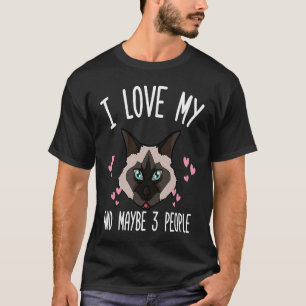 Camiseta Eu Amo Meu Gato Birmanês & Talvez 3 Pessoas