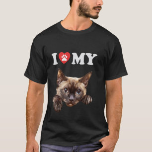 Camiseta Eu Amo Meu Gato Burmês Filhote Gato Engraçado Mãe 