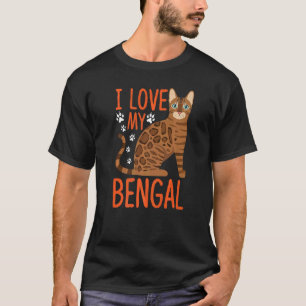 Camiseta Eu Amo Meu Gato De Gato Bengala Bengala