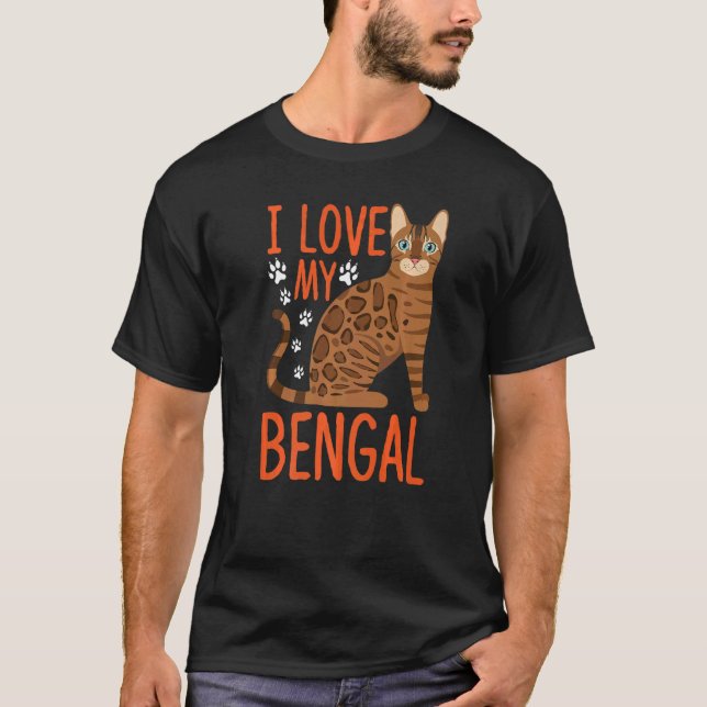 Camiseta Eu Amo Meu Gato De Gato Bengala Bengala (Frente)