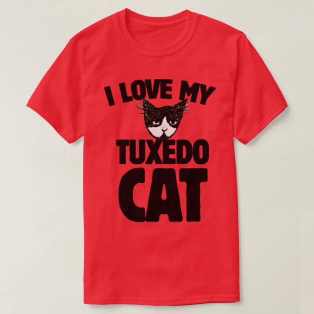Camiseta Eu amo meu gato de smoking (Frente do Design)