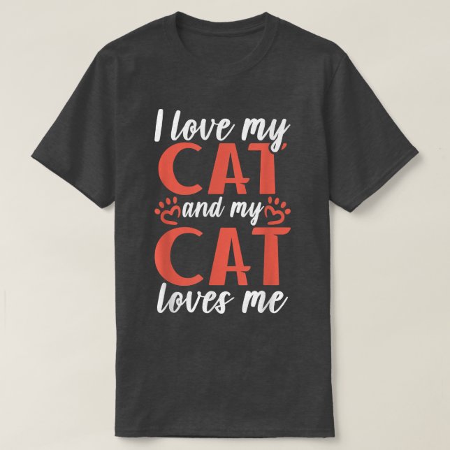 Camiseta Eu amo meu gato e meu gato me ama de gatinho  (Frente do Design)