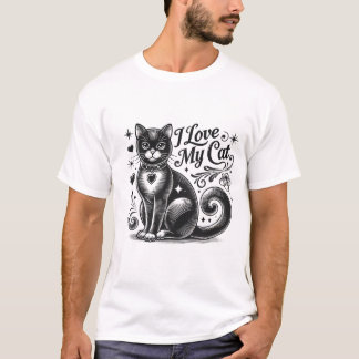 Camiseta Eu Amo Meu Gato - Eu Amo Minhas T-Shirts De Gato