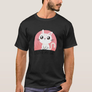 Camiseta Eu Amo Meu Gato Gráfico Gato Dono de Gato Animais