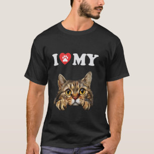 Camiseta Eu Amo Meu Gato Highlander Filhote Gato Engraçado