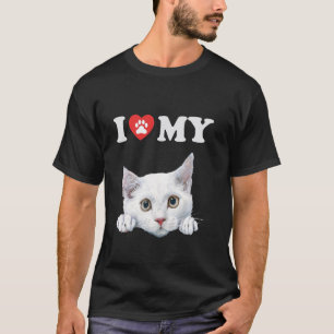 Camiseta Eu Amo Meu Gato Khao Manee Filhote Gato Engraçado