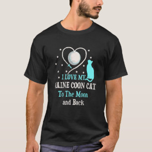 Camiseta Eu Amo Meu Gato Maine Coon até a Lua Amante de Gat