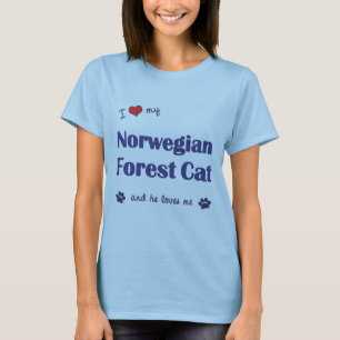 Camiseta Eu amo meu gato norueguês da floresta (o gato