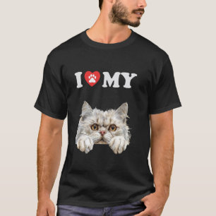 Camiseta Eu Amo Meu Gato Persa Filhote Gato Engraçado Mãe D