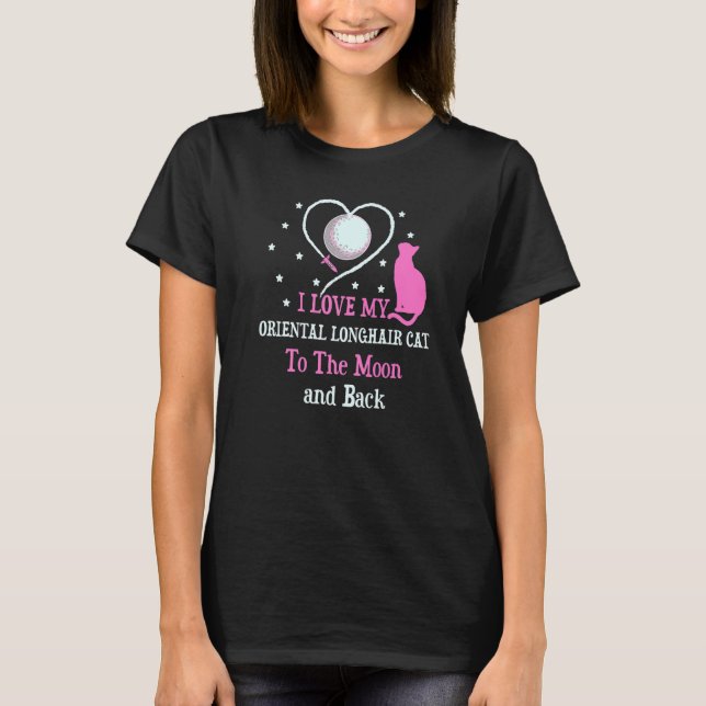 Camiseta Eu Amo Meu Gato Persa Oriental de Pelo Longo para  (Frente)