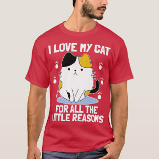 CAMISETA EU AMO MEU GATO POR TODAS AS PEQUENAS RAZÕES QUE O