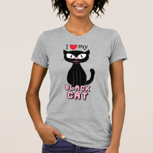 Camiseta Eu amo meu gato preto fofo