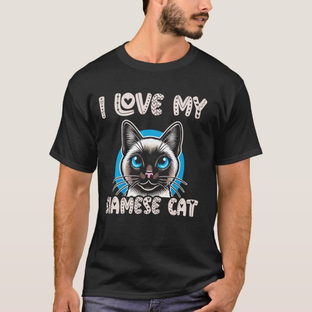 Camiseta Eu Amo Meu Gato Siames (Frente)