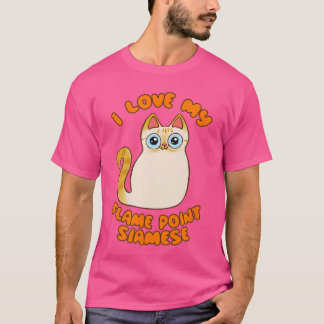 Camiseta Eu Amo Meu Gato Siames de Pontas de Chama Desenho