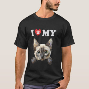 Camiseta Eu Amo Meu Gato Tonkinese Gatinho Função Amante de