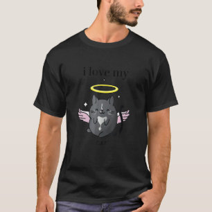 Camiseta Eu Amo Meu Gato Uxedo Anjo Gato Com Asas