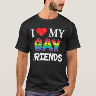 Camiseta Eu Amo Meu Gay Amigo LGBT Lésbica Arco-Íris
