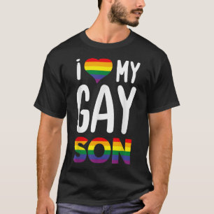 Camiseta EU AMO MEU GAY SON Orgulhoso Ally Rainbow Heart - 