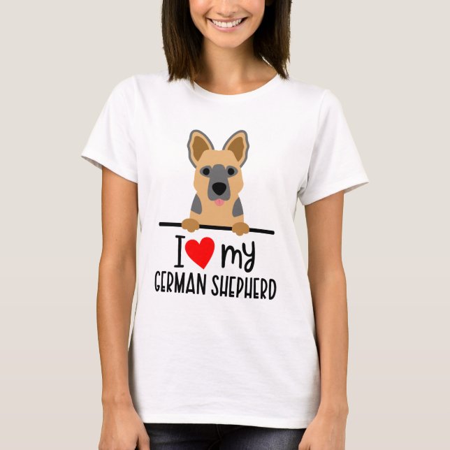 Camiseta Eu Amo Meu German shepherd (Frente)