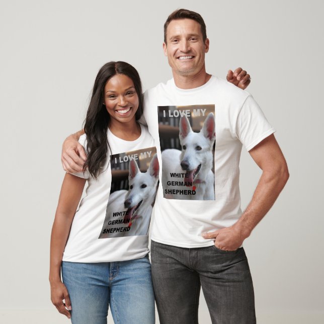 Camiseta Eu Amo Meu German shepherd Branco (Unissex)