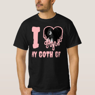 Camiseta Eu Amo Meu Gótico GF Rosa Derramando Foto Cardíaca