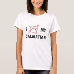 Camiseta Eu Amo Meu Gráfico de Cachorro Malhado Dálmata
