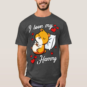 Camiseta Eu Amo Meu Hamster Hammy Rodent Cavy Pet Hearts Gi