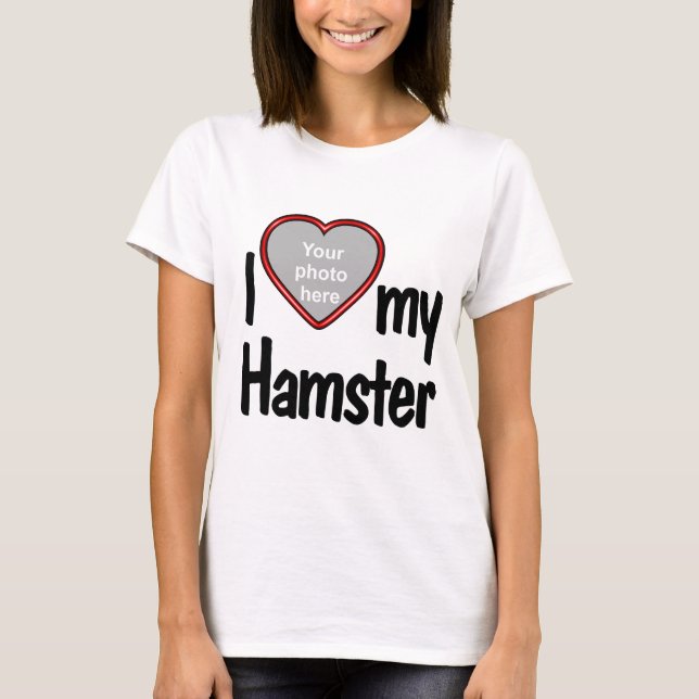 Camiseta Eu Amo Meu Hamster - Quadro Fotográfico Coração Ve (Frente)