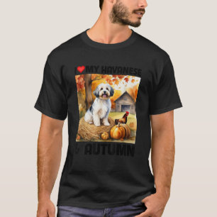 Camiseta Eu Amo Meu Havanese e Folhas de Outono Abóbora 