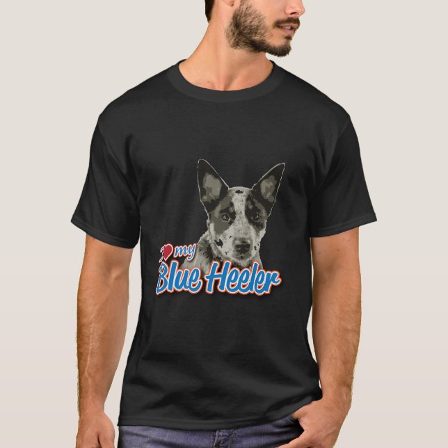 Camiseta Eu Amo Meu Heeler Azul (Frente)