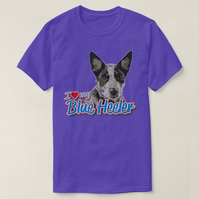 Camiseta Eu Amo Meu Heeler Azul  (Frente do Design)