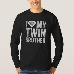 Camiseta Eu Amo Meu Irmão Gêmeo Coração Engraçado Retrato