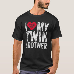 Camiseta Eu Amo Meu Irmão Gêmeo Coração Vermelho Engra