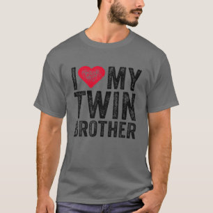 Camiseta Eu Amo Meu Irmão Gêmeo Coração Vermelho Engra