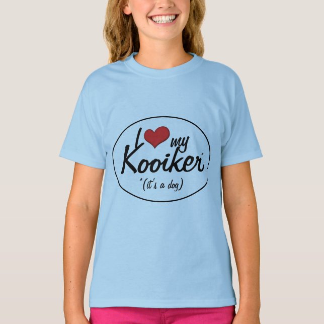 Camiseta Eu amo meu Kooiker (é um cão) (Frente)