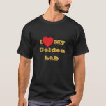 Camiseta Eu amo meu laboratório de Ouros<br><div class="desc">Camisa T clássica masculina a preto e texto em cor amarela Ouro e cúmplice casual roupa de declaração de moda impressa com a frase personalizável de modelo I ♥️ Meu Ouro Laboratório Amarelo em Chapéus, Camisas e Produtos de Animais de Companhia pelo OFabricSeal impressão a pedido compra em Zazzle.com #ZazzleMade...</div>