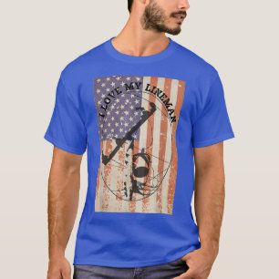 Camiseta EU AMO MEU LINEMAN + A bandeira americana Linesman