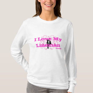Camiseta Eu amo meu lineman Hoody-Cor-de-rosa