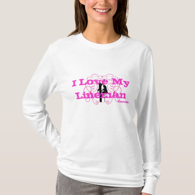 Camiseta Eu amo meu lineman Hoody-Cor-de-rosa (Frente)
