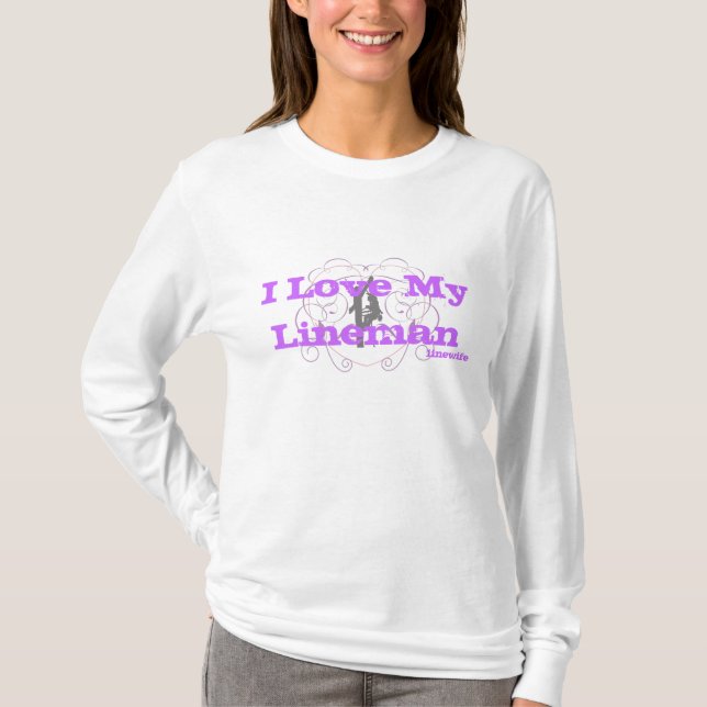 Camiseta Eu amo meu lineman Hoody-Roxo (Frente)