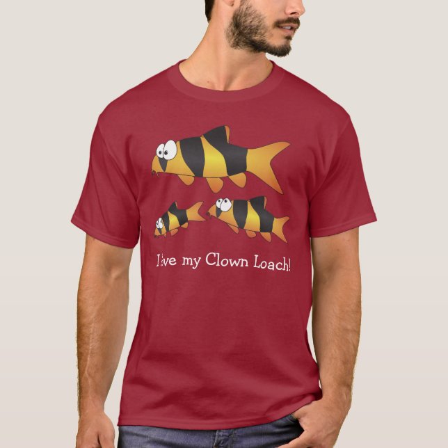 Camiseta Eu amo meu loach do palhaço - o peixe o mais (Frente)