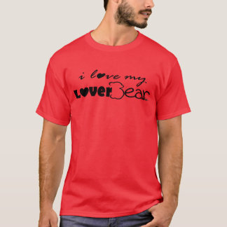 Camiseta eu amo meu LoverBear--preto no vermelho