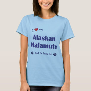 Camiseta Eu amo meu Malamute do Alasca (o cão masculino)