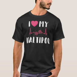 Camiseta Eu Amo Meu Maltipoo Adorável Poodle Maltês Dog Lov